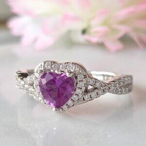 Amethyst Heart ring, size, 925 Sterling Silver Charmed Aroma Valentines